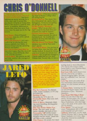 Jared Leto Chris O'donnell teen magazine pinup 25 cutest Guys Ever