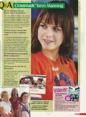 Taryn Manning teen magazine clipping Crossroads movie J-14 pix