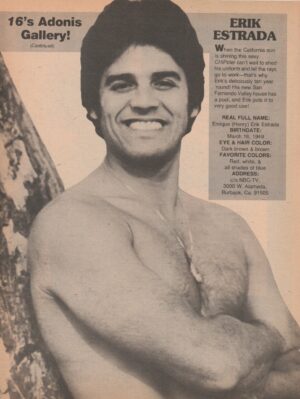Erik Estrada Grant Wilson magazine pinup clipping Teen Machine shirtless 16 mag