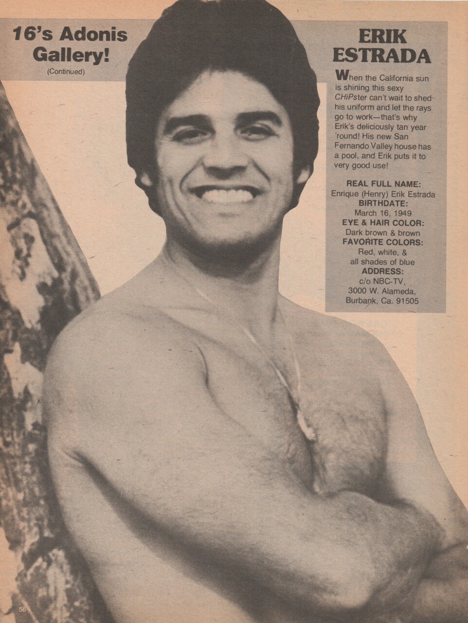 Erik Estrada Grant Wilson magazine pinup clipping Teen Machine shirtless 16 mag