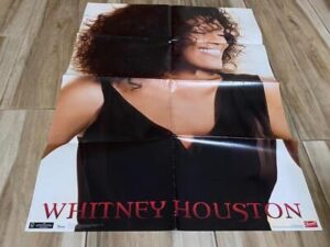 Whitney Houston teen magazine 8 page poster clipping black dress pix rare