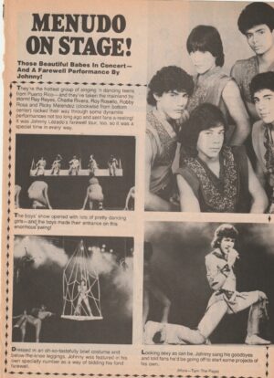 Menudo teen magazine clipping on stage hotties 2 page