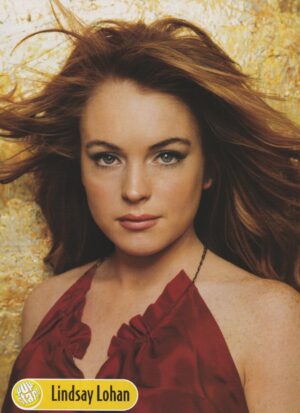 Lindsay Lohan teen magazine pinup red shirt hottie Pop Star