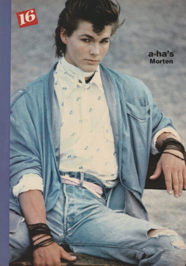 Morten Harket A-ha Michael J. Fox teen magazine pinup ripped jeans 16 magazine