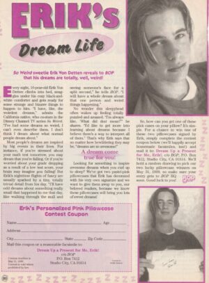 Erik Von Detten Moffatts teen magazine clipping dream life Bop