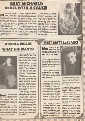 Bret Michaels Winona Ryder Matt Leblanc teen magazine pinup clipping Bop