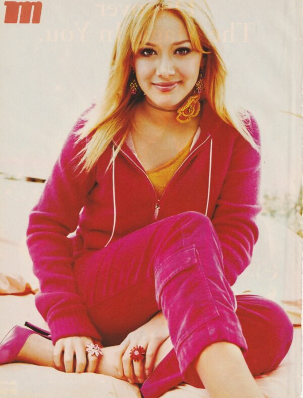 Hilary Duff teen magazine pinup pink sweat pants M Teen idols