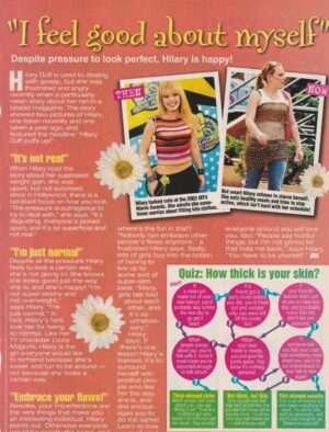Hilary Duff teen magazine clipping I feel good about myself M teen idols