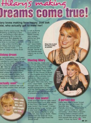 Hilary Duff teen magazine clipping dream comes true M teen idols