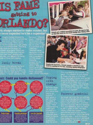 Orlando Bloom teen magazine clipping is fame getting to Orlando M
