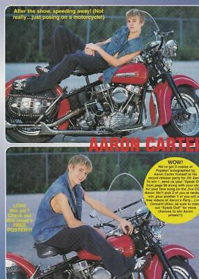 Aaron Carter teen magazine pinup clipping Pop Star motorcycle double sided
