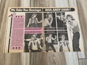 Andy Gibb teen magazine clipping we take you on stage with Andy Superteen shirtless