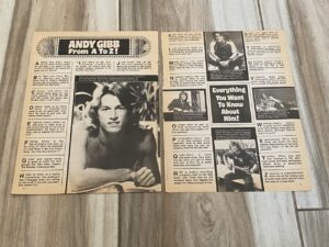 Andy Gibb teen magazine clipping A to Z Superteen shirtless