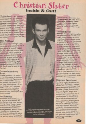 Christian Slater teen magazine clipping inside and out Teen Machine