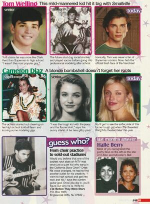 Tom Welling Cameron Diaz teen magazine clipping younger high school years J-14