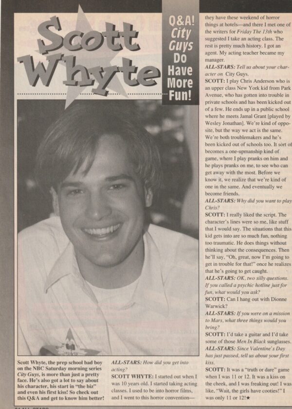 Blake Heron Scott Whyte teen magazine clipping RIP All-Stars Certain Something