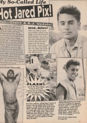 Jared Leto teen magazine clipping hot Jared pics shirtless abs