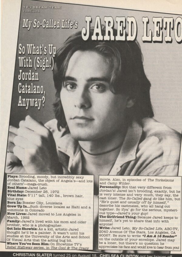 Jared Leto teen magazine clipping 16 Jordan Catalano anyway