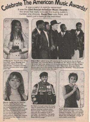 Mariah Carey teen magazine clipping Celebrate the American Music Awards Paula Abdul Boyz 2 Men Brandy