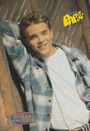 Richard Jackson teen magazine pinup Saved by the Bell New Class blue flannel shirt Teen Party