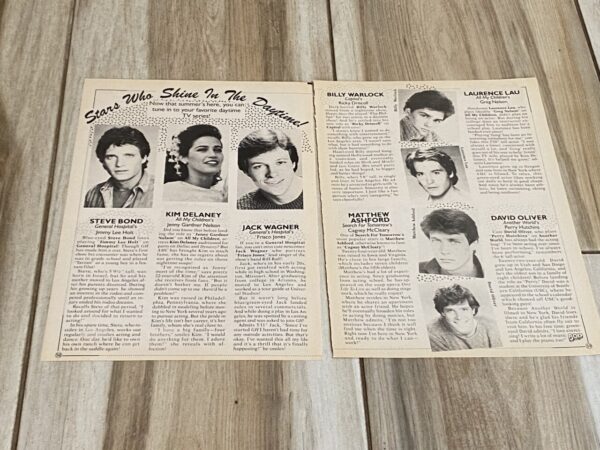 Billy Warlock Steve Bond Kim Delaney Jack Wagner Matthew Ashford David Oliver Laurence Lau teen magazine clipping