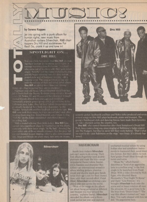 Silverchair Dru Hill teen magazine clipping Totally Music