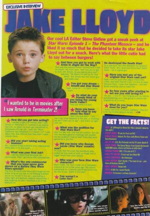 Jake Lloyd teen magazine clipping Bravo interview teen idols