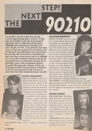 Will Friedle Shannen Doherty Jason Priestley Luke Perry Jennie Garth teen magazine clipping the next step Teen Party