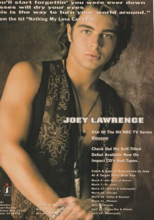 Joey Lawrence teen magazine pinup open shirt Blossom NBC tv series add