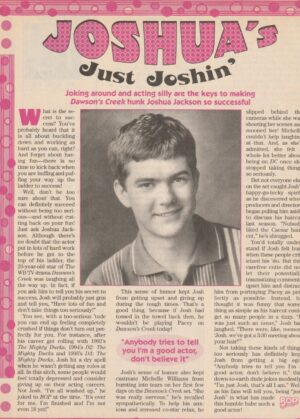Joshua Jackson teen magazine clipping Just Joshin Bop teen idols 90's hunk