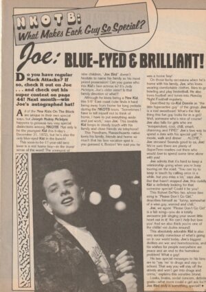 Joey Mcintyre teen magazine clipping blue eyes and brilliant