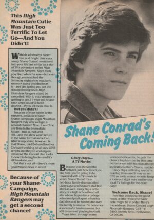Shane Conrad teen magazine clipping coming back 16 mag