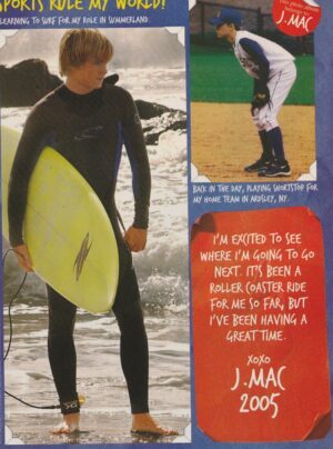 Jesse Mccartney teen magazine pinup barefoot surfing beach J-mac
