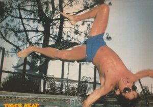 Michael J. Fox teen magazine pinup swimpool shirtless barefoot Tiger Beat
