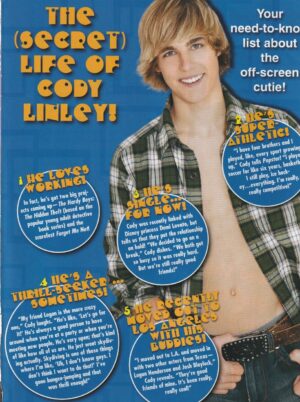 Cody Linley Jesse Mccartney teen magazine pinup shirtless Pop Star
