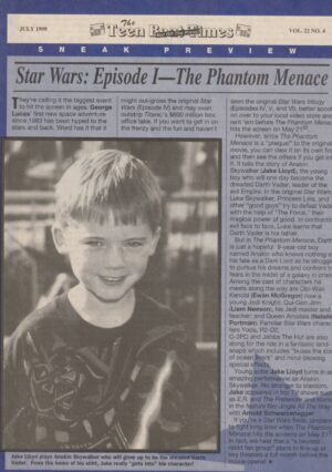 Jake Lloyd teen magazine clipping Star Wars Episode 1 The Phantom Menace Teen Beat pix