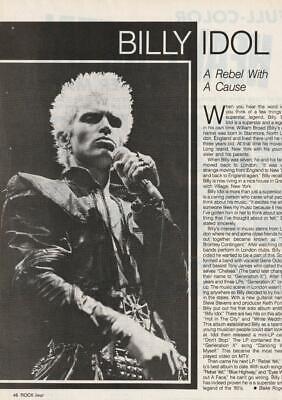 Billy Idol teen magazine pinup clipping Rebel with a cause Teen Beat Bop
