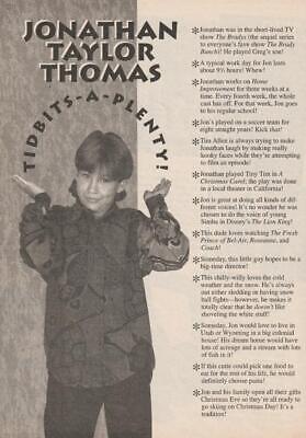 Jonathan Taylor Thomas teen magazine pinup clipping Tidbits a plenty Frutti