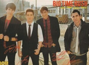Big Time Rush One Direction teen magazine pinup clipping teen idols chain fence