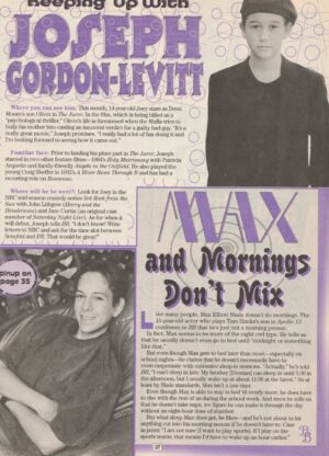 Joseph Gordon Levitt Max Elliott Slade teen magazine clipping Mornings don't mix Bop