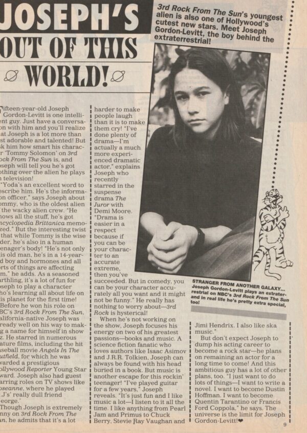 Joseph Gordon Levitt teen magazine clipping out of this world Teen Machine