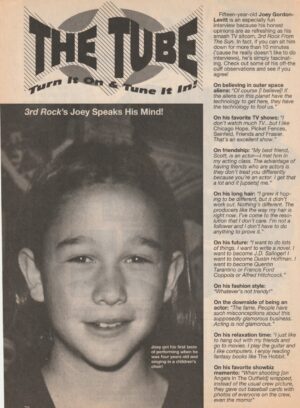 Joseph Gordon Levitt teen magzine clipping The tube Teen Machine