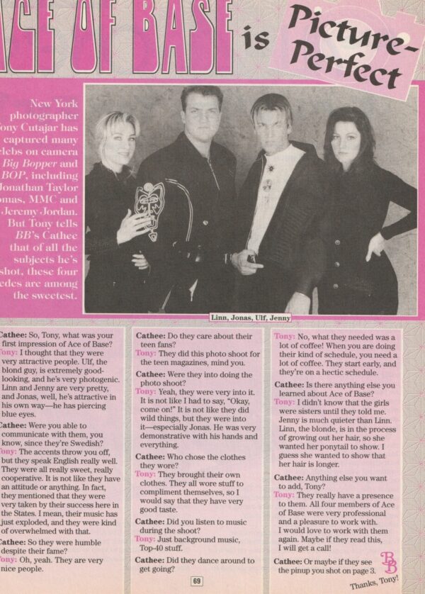 Ace of Base All-4 One teen magazine clipping picture perfect