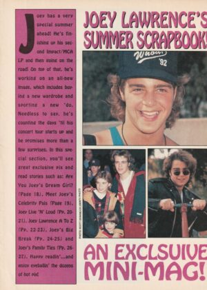 Joey Lawrence teen magazine clipping mini mag pix 90's