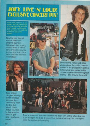Joey Lawrence teen magazine clipping Live and Loud Teen Machine