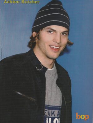 Ashton Kutcher Lindsay Lohan teen magazine pinup beanie hat Bop