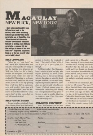 Macaulay Culkin teen magazine clipping New flick Teen Party