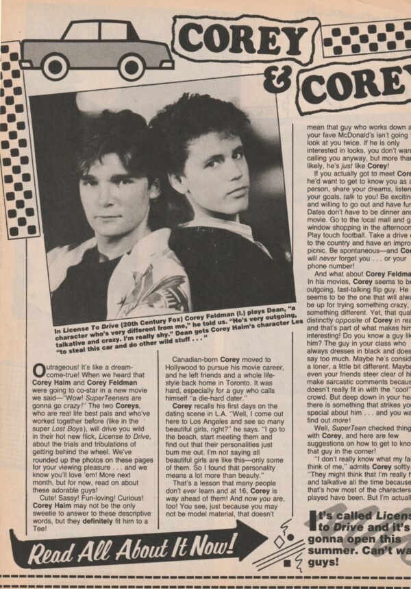 Corey Haim Corey Feldman teen magazine clipping Tiffany Staci Keanan read about it now