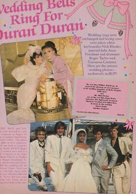 Duran Duran teen magazine magazine pinup clipping Wedding Bells 2 page Bop