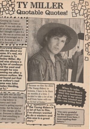 Ty Miller Stephen Baldwin teen magazine clipping quotable quotes Dream Guys